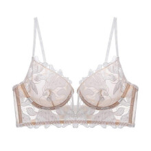 (Pink, M 34or75ABC) Conjunto de lencería de encaje para mujer, elegante conjunto de sujetador y braguita transparentes.