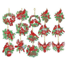 (E) Strass-Malerei-Schlüsselanhänger-Bastelset (15-teilig) für Kinder, Weihnachtsbasteln