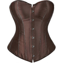(Coffee, 5x-large) Top tipo corsé bustier de satén para mujer con cierre frontal de corchete.