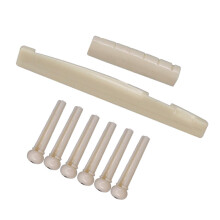 (White) Set brugpinnen en zadels voor akoestische gitaar, geschikt voor 6-snarige gitaren, zwart ABS-plastic
