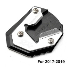 (Silver 17-19) Side Stand Enlarger Pad with Valve Caps, CNC Aluminum 6061, compatible with BMW S1000XR 2017-2023