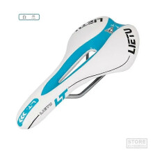 (White Blue) Bike Saddle Compatible with MTB Road City Bicycle Silicone Skid-Proof EVA Cushion PU Leather