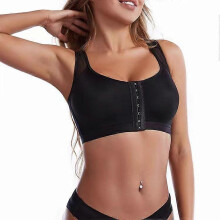 (Black, 4XL) Reggiseno post-operatorio con chiusura frontale, compressivo, sportivo, per donne, ideale per il recupero dopo mastectomia.