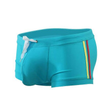 (sky blue, XL) Męskie majtki kąpielowe szybkoschnące, nylonowe, spandex, wzór kreskówkowy, niebieskie, czarne, błękitne niebo
