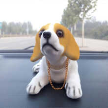 (Style 3) Swing Head Solar Car Ornament Dog Doll Resin Flocking Decorative Gift