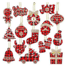 (G) Weihnachtliches Strass-Malset mit Schlüsselanhängern zum Selbermachen, 15-teilig, Haustier-Ornament-Set für Kinder