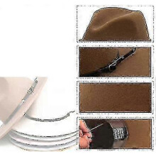 (Leather Pink) Chapeau Fedora en feutre de laine pour femmes et hommes, style vintage à larges bords, taille ajustable