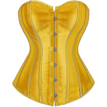 (Turmeric, X-large) Top tipo corsé bustier de satén para mujer con cierre frontal de corchete.