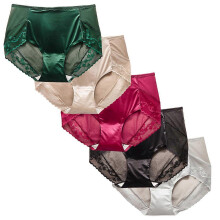 (5 Color-D, L) Braguitas de encaje de talle alto, talla grande, invisibles, paquete de 3/5, nailon, elastano, algodón, refuerzo
