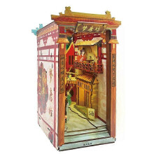 (SQ04) DIY Wooden Magic House Book Nook Shelf Insert Kit, Japanese Architecture Style Miniature Church Model