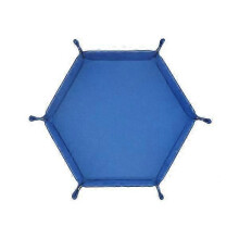 (White) Leather Folding Hexagon Dice Tray with Holder for Dice Storage and Rolling