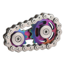 (multicolor) Bike Chain Gear Fidget Spinner, Full Stainless Steel, Portable Decompress Toy for All Ages, 5 x 5 x 3 cm