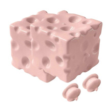 (Pink, 2pcs) Cheese Squeeze Toy Slow Rising Stress Relief Foam Sensory Cube Fidget Toy