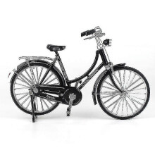 (Black, Woman Style) 1:10 Alloy Classic Retro Bicycle Model Ornament, YuJia Desktop Decorative Miniature Collectible