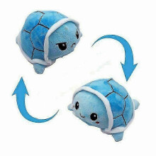 (blue) Double-sided Reversible Turtle Plush Stuffed Doll, 15x15x10cm, PP Cotton Filled, Washable, Crystal Super Soft Plush