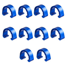 (Blue) Abrazaderas para cables de bicicleta, aleación de aluminio, 10 unidades, Compatible con cables de freno y cambio