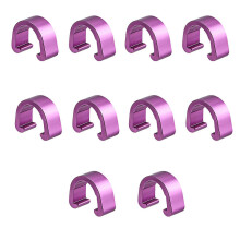 (Purple) Abrazaderas para cables de bicicleta, aleación de aluminio, 10 unidades, Compatible con cables de freno y cambio