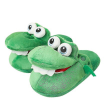 (For Kids, 38-42(27cm)) Women's Moving Mouth Crocodile Plush Slippers, Soft Foam Sole, All Season Casual Daily Footwear, EU Sizes 33-42, As Picture