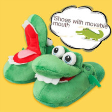(For Adult, 38-42(27cm)) Women's Moving Mouth Crocodile Plush Slippers, Soft Foam Sole, All Season Casual Daily Footwear, EU Sizes 33-42, As Picture