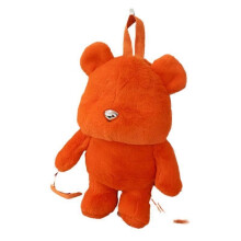 (orange) Rucksack mit Plüschtier-Bär-Motiv, Anime-Muster, Kunstwolle, Reißverschluss, Futter aus Polyester