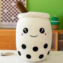 (White R, 50cm) Bubble-Tea-Plüschkissen 22–70 cm, mit Massagefunktion, Polyester-Baumwolle-Gewebe, für Bett und Zuhause