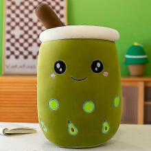 (Avocado R, 24cm) Bubble-Tea-Plüschkissen 22–70 cm, mit Massagefunktion, Polyester-Baumwolle-Gewebe, für Bett und Zuhause