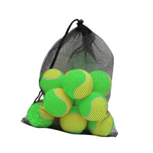 (Green Yellow, 6.4cm) 12 piłek tenisowych do treningu, do użytku w pomieszczeniach, średnica 6,4 cm, w woreczku ze ściągaczem