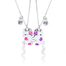 (Cat) Conjunto de 2 collares de la amistad con colgante magnético en forma de corazón, ideal como regalo para mejores amigas.