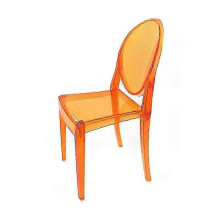 (Orange) Mid-century Plastic Crystal Dining Chairs for 1:12 Dollhouse, Transparent Miniature Set of 2