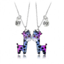 (giraffe) Conjunto de 2 collares de la amistad con colgante magnético en forma de corazón, ideal como regalo para mejores amigas.