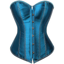 (Peacock blue, 6x-large) Top tipo corsé bustier de satén para mujer con cierre frontal de corchete.