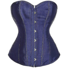 (Navy, X-large) Top tipo corsé bustier de satén para mujer con cierre frontal de corchete.