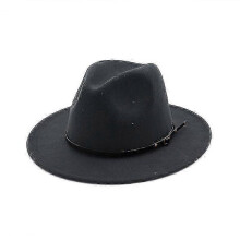 (Dark gray) Chapeau Fedora en feutre de laine pour femmes et hommes, style vintage à larges bords, taille ajustable