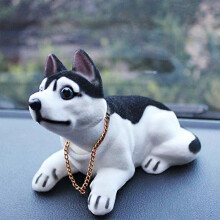(Style 1) Swing Head Solar Car Ornament Dog Doll Resin Flocking Decorative Gift