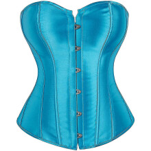 (Sea blue, Xx-large) Top tipo corsé bustier de satén para mujer con cierre frontal de corchete.
