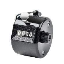 (Black) Kovový ručný počítadlo počítadiel, 4-miestny mechanický kliker pre golf, športový koučing, pletenie