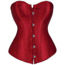 (Wine red, Medium) Top tipo corsé bustier de satén para mujer con cierre frontal de corchete.