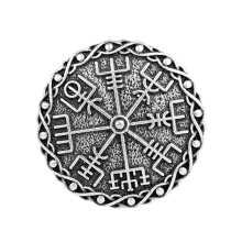 (Silver 2) Wikinger-Brosche für Umhang, Schal, Tuch, Runenmuster aus Zinklegierung