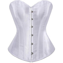 (White, X-large) Top tipo corsé bustier de satén para mujer con cierre frontal de corchete.