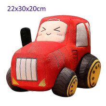(Red, 22x30x20cm) Traktor- und Bagger-Plüschtier, 30 cm, weiches Fahrzeugkissen für Kinder, niedliches Cartoon-Auto-Design