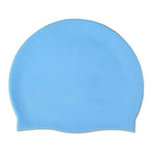 (light blue) Silicone Swimming Cap for Adults, Solid Colour, Waterproof Ear Wrapping, Soft Non-Strangulating, Lightweight Hydrodynamic Design