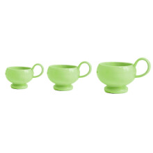 (Green) Miniature Coffee Cup Set 1:12 Scale Alloy Glossy Finish 11 14 19mm Sizes for Doll Mansion