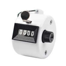 (White) Kovový ručný počítadlo počítadiel, 4-miestny mechanický kliker pre golf, športový koučing, pletenie