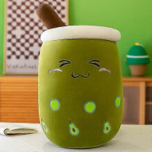 (Avocado S, 50cm) Bubble Tea Plush Cushion, 22-70cm Giant Size, Squishy Boba, Cotton Filled, Polyester Cotton, Massage Feature, for Bed Home Decor