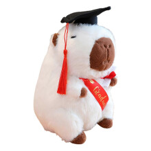 (White) Abschluss-Capybara-Plüschtier, 25 cm, mit Mütze und Urkunde