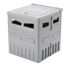(Gray) Folding Portable Toilet Storage Stool with Lid, Plastic 150kg Capacity, Compact for Camping Car Hiking Fishing Long Road Trips