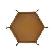 (owl) Leather Folding Hexagon Dice Tray with Holder for Dice Storage and Rolling