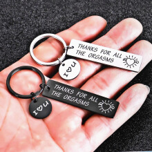 (Black) Stainless Steel Silver Double Engraved Keychain, Humour Love Message Tags for Couples, Anniversary Valentine's Day