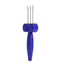 (Blue, Three heads) Szydełko do robienia na drutach trzygłowicowe, niebieskie z ergonomicznym uchwytem, do zamykania brzegów i tworzenia oczek