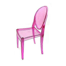 (Rose Red) Mid-century Plastic Crystal Dining Chairs for 1:12 Dollhouse, Transparent Miniature Set of 2